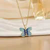Colar Borboleta Colorido Fresco de Verão Estilo Coreano Moda Simples Corrente para Clavícula de Aço de Titânio Acessórios Femininos de Verão