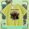 Camiseta Delta Force Weilong Rosa Vermelho Comedor de Ouro Lobo Mercadoria para Meninos, Manga Curta Estudante Caimento Solto Tendência