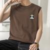 Camiseta sin mangas de algodón puro para hombre, estilo deportivo, de marca moderna, con cintura elástica y hombros anchos, ideal para el verano.