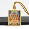 Thangka Dragão Pintado à Mão Estilo Xizang 4x5 Cinco Senhores Thangka Amarelo Deus da Riqueza Cinco Direções Deus da Riqueza Thangka Quadrado Pingente Amuleto Buda Portátil