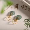Pendientes Xiangyun de jade con incrustaciones de plata s925 con carácter, pendientes de moda sencillos para mujer, productos de fábrica de origen
