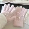 Guantes de Invierno Cálidos para Mujer Estilo Coreano Felpa Sin Dedos Pantalla Táctil Tejidos Engrosados A prueba de Viento y Frío Guantes de Ciclismo
