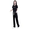 Traje de Moda Explosiones de Verano 2025 Nuevo Sentido de Diseño Super Slim Cubre Vientre Top de Manga Corta Pantalón Recto Conjunto de Dos Piezas