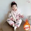 Enterizo de Franela de Invierno para Niñas, Pijama Grueso Acolchado, Ropa para Casa, Saco de Dormir Antipatadas de Coral Fleece para Bebé