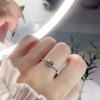 Anillo de Plata Esterlina S925 Anillo de Dedo Ovalado Trenzado para Mujer Diseño Nicho Sentido Avanzado Anillo Femenino Abierto Regalo para Novia