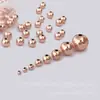 Contas Soltas Folheadas a Ouro Rosa 14K Americanas, Contas Redondas Lisas, Contas Espaçadoras, Contas Douradas, Materiais e Acessórios para Miçangas DIY