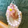 Popular Creativo Macarrón Flor Perlas Cadena para Teléfono Colgante Llavero Adorno Exquisito Accesorio para Bolsa Pequeño Regalo