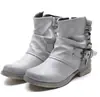 Botas de comercio exterior hebilla de cinturón botines cortos estilo Martin retro tacón bajo botas romanas Amazon AliExpress wish