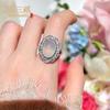 Nuevo anillo de calcedonia blanca de estilo chino con forma de huevo para mujer, diseño de nicho, ligero y lujoso, anillo ajustable para dedo.