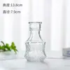 Juego de Jarrones Transparentes de Vidrio con Flores Secas para Sala de Estar y Dormitorio, Juego de Botellas de Vidrio Hidropónico en Relieve, Estilo Europeo Vintage de Boca Estrecha