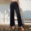 Independent Station Europe 2025 Novo Requintado e Elegante Calças Pretas de Verão Femininas Estilo Fino com Renda Transversal