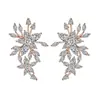 RAKOL Moda Europeia e Americana Criativa Requintada Pétala Brincos Estilo Feminino Luz Luxo Micro Incrustado AAA Zircon Brincos de Noiva