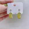 Pendientes de ópalo cuadrado verde con pasador de plata S925 2023 nueva moda simples versátiles pendientes de temperamento para mujer