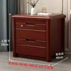 Cómoda moderna sencilla para dormitorio, mesita de noche de tres piezas estilo chino de madera maciza, gabinete de almacenamiento vintage con cajones con cerradura