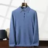 Suéter de cachemira con cuello POLO, manga larga, top para hombre, diseño plano de 12 puntos, corte holgado, talla grande, suéter cálido