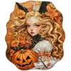 Placa de Madeira de Coelho Menina Halloween Retrô Decoração de Abóbora Morcego Estilo Country Americano Artesanato Lembrança