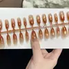 Uñas Vestibles Color Café Claro, Blanco, Esmalte en Spray Dulce y de Alta Gama, Uñas Pre-Hechas al por Mayor Productos Terminados