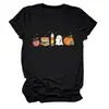Amazon Wish site independente moda casual feminina maçã livro lápis fantasma abóbora gola redonda manga curta camiseta