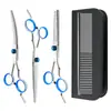 Conjunto de Tesouras Azuis para Tosquia de Animais de Estimação de 6,0 polegadas com Parafuso, Conjunto de 4 Peças, Tesouras Retas e Curvas, Inclui Pente e Tesoura de Dentes Finos