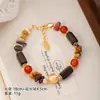 Huevo de Ágata Nala Gravilla de Piedra Amarilla Conjunto de Collar y Pulsera Estilo Ins Diseño de Nicho Conjunto de Joyería Retro