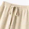 Pantalones de lana pura australiana de pierna ancha para mujer, de tiro alto, casual, extralargos, de punto, corte recto, caídos, hasta el suelo, blancos