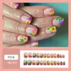 Uñas Usables Europeas y Americanas Estilo Ins Frescas y de Moda, Uñas Postizas Cuadradas Cortas de Flores Multicolor, Uñas de Manicura