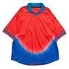 Camiseta de Fútbol Polo Manga Corta Bloque de Color Retro Cuello en V, Camisa Deportiva de Fútbol Holgada Oversize Vintage Estilo Americano