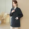 Casaco de Lã Dupla Face Feminino Meia-idade Mãe Estiloso Moderno Roupas Femininas Casaco de Lã Solto Feminino Moda Top de Lã Outono