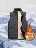 Chaleco de Lana de Cordero para Hombre Otoño e Invierno con Forro Polar Abrigo Grueso Cálido Juvenil Negro Suelto Chaleco Exterior Top