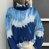 Estación Independiente de Amazon Temu Chaqueta Cardigan Suéter de Cuello Alto Estampado Abstracto Tie-Dye 3D para Mujer E127