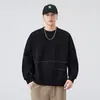 Moletom de alta qualidade, estiloso, com gola redonda e costuras aparentes, nova coleção de outono masculina, top casual pesado moderno estilo americano