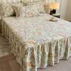 Falda de cama de algodón puro engrosada, fresca y simple, pieza única, sábana bajera antideslizante, funda protectora para colchón, funda de algodón puro cepillado Simmons