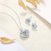 Nuevos pendientes originales de corazón a corazón con flecha, piedra azul, nicho, lujo ligero, forma de corazón irregular, pendientes de plata para mujer, venta al por mayor