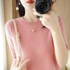 Suéter de Punto para Mujer, Camiseta Holgada de Manga Corta con Cuello Redondo y Tejido de Punto, Top Corto para Primavera y Otoño