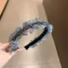 Diadema de Malla Plisada con Artesanía Intrincada, Diseño de Lavado a Tinta, Lujo Ligero, Estilo Retro, Corona Alta, Versátil, Accesorio para el Cabello que Adelgaza el Rostro