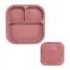 Plato cuadrado delgado de silicona para niños transfronterizo, grado alimenticio, suplemento alimenticio, tazón con ventosa, cuadrado, vajilla para bebé anticaída