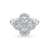 Plata de Ley S925 HW [Anillo de Trébol de Cuatro Hojas] Temperamento Joker Lujo Ligero Clásico Flor Hueca Moda Viajero Diario