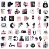 Pegatina Estilo Ins Black Pink Dibujo Animado Linda Dulce Chica Genial Corazón Decorativo DIY Guka Funda de Teléfono Móvil Pegatina Impermeable con Forma Especial