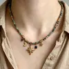 Colar Vintage em Camadas com Contas para Mulheres, Corrente para Clavícula Boêmia de Girassol de Luxo Leve de Nicho, Acessório de Pescoço Estilo Feriado