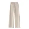 Pantalones de pierna ancha con raya de espiga para mujer, nuevos para Otoño/Invierno, pantalones rectos de lana gruesa, pantalones casuales, versión estrecha versátil que hace que las piernas parezcan más largas