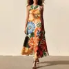 Ropa de Mujer Transfronteriza Europea y Americana Primavera/Verano 2026 Nueva Moda Comercio Exterior Estampado Floral Sin Mangas Vestido Largo