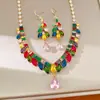 Set de Collar con Gancho de Oreja de Espiga de Trigo de Zircón de Color Vintage Usado Joyería de Lujo Ligero con Sensación de Alta Gama Diseño de Nicho