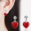 Aretes rojos de amor de gota simple japoneses y coreanos, aretes dulces, aretes de temperamento, aretes para mujer al por mayor