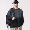 Sudadera H360B Tallas Grandes para Hombre Otoño e Invierno 420g Lavado Pesado Degradado Sudadera para Hombre Holgada Retro Americana Top de Contraste