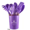 Juego de Utensilios de Cocina de Silicona Amazon de 12 Piezas con Mangos de Madera de Haya, Incluye Espumadera, Espátula para Freír, Utensilios para Hornear y Cubo de Almacenamiento, Exclusivamente para Ventas Transfronterizas