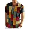 Lino Moda Hombre Patrón de Tortuga Verano Impresión 3D Transpirable Manga Corta Camisa Top Camisa de Verano Cuello