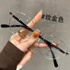 Gafas Cat-Eye Doradas con Montura de Carey para Mujer con Miopía Pueden Equiparse con Monturas de Marco Pequeño, Cara Lisa, Gama Alta, Anti-Luz Azul para Ojos
