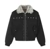 Jaqueta de Algodão com Gola Alta Zuoshandiao Casaco Masculino Inverno High Street Marca Tendência Design com Tachas Metálicas Roupa de Trabalho Roupas de Algodão Piloto