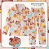 Pijamas de primavera y otoño para niños, ropa de casa para niños de manga larga con solapa suelta, pijamas para niñas, ropa de aire acondicionado para niños medianos y grandes