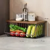 Prateleira de Armazenamento para Cozinha, Cesta para Legumes, Organizador de Frutas e Legumes de Múltiplas Camadas de Chão, Armazenamento para Micro-ondas, Carrinho Móvel de Enchimento de Espaços Montado na Parede